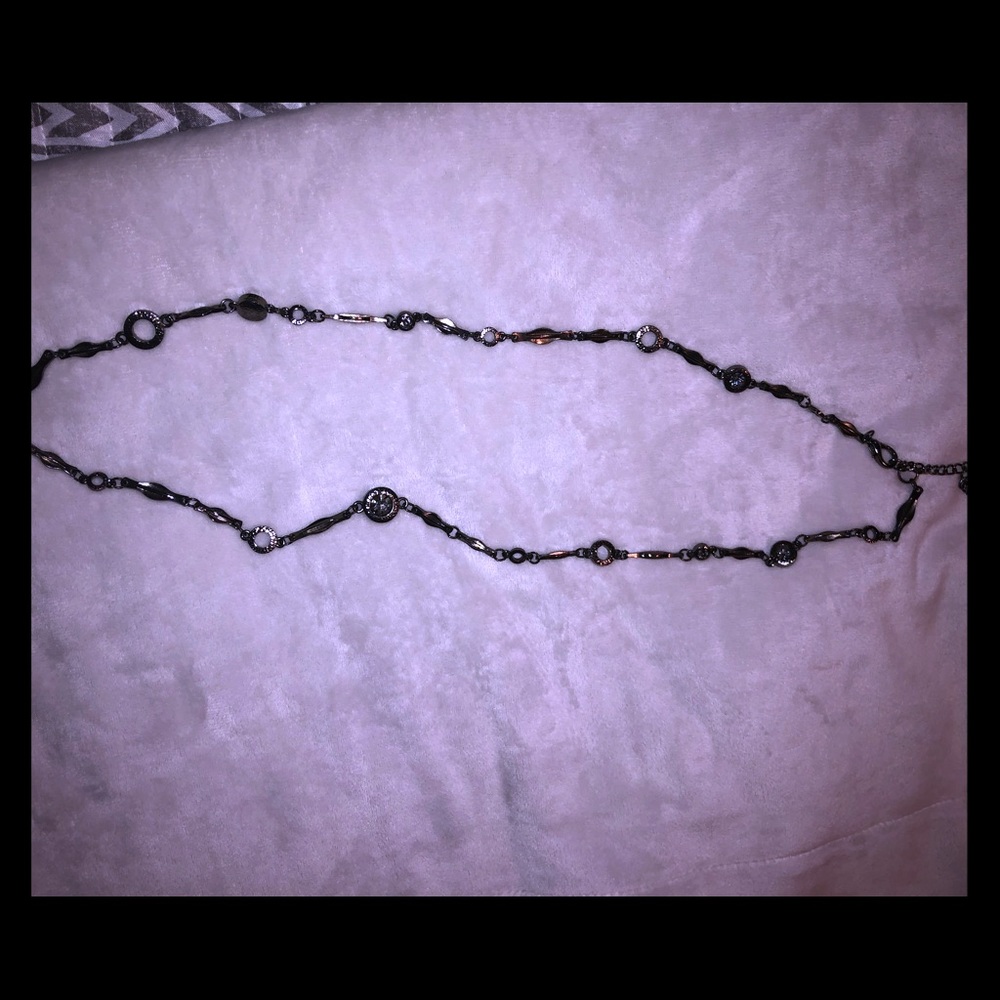 Dark gray/rhinestone long necklace